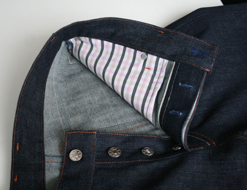 inside pocket, fly, selvedge denim jeans