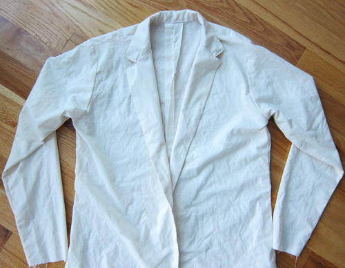 men's jacket pattern test in muslin