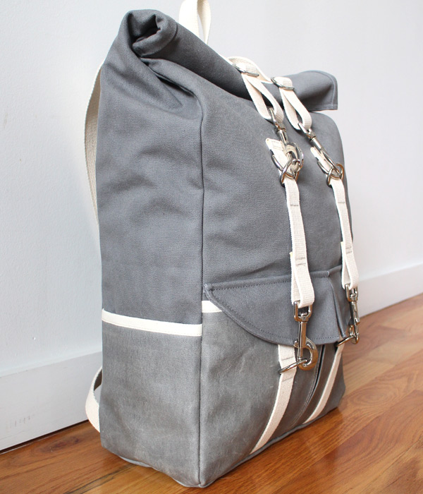 Roll Top Canvas Backpack, side