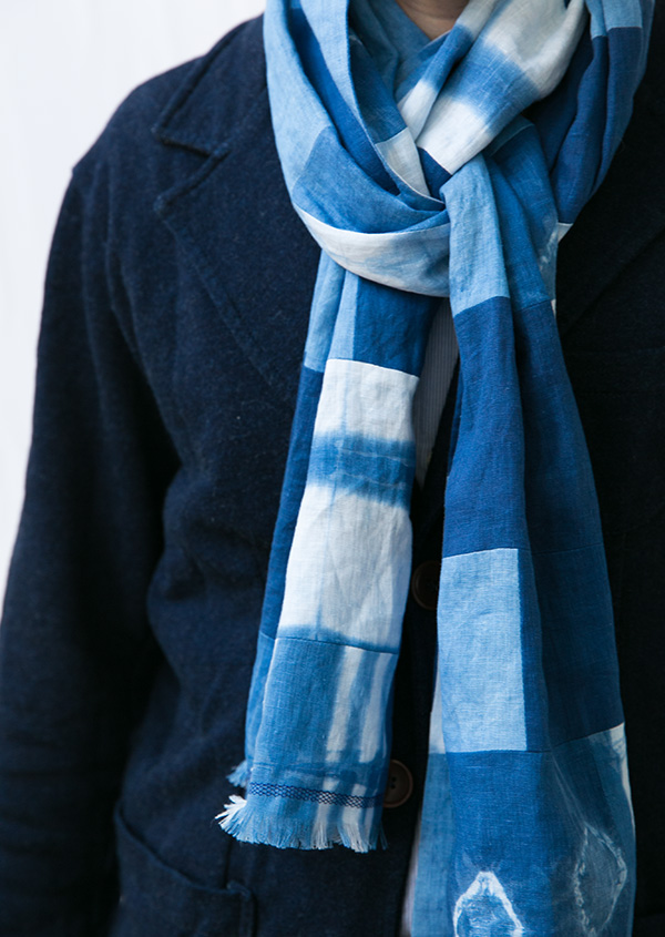 patchwork indigo scarf