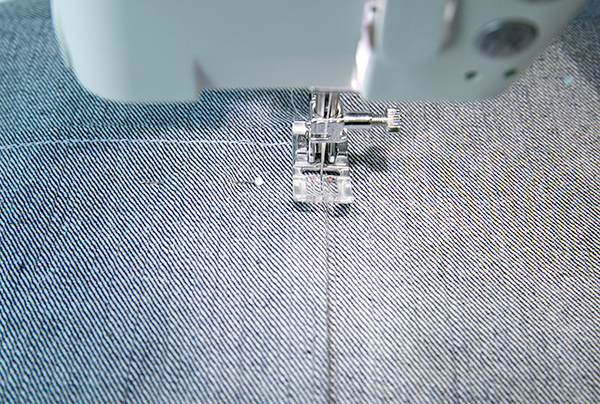 edge stitching pocket in place