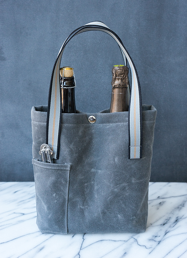 waxed canvas wine tote